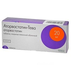 Таблетки, покрытые пленочной оболочкой, Аторвастатин-Тева